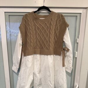 Cable Knit Tan Sweater Vest dress